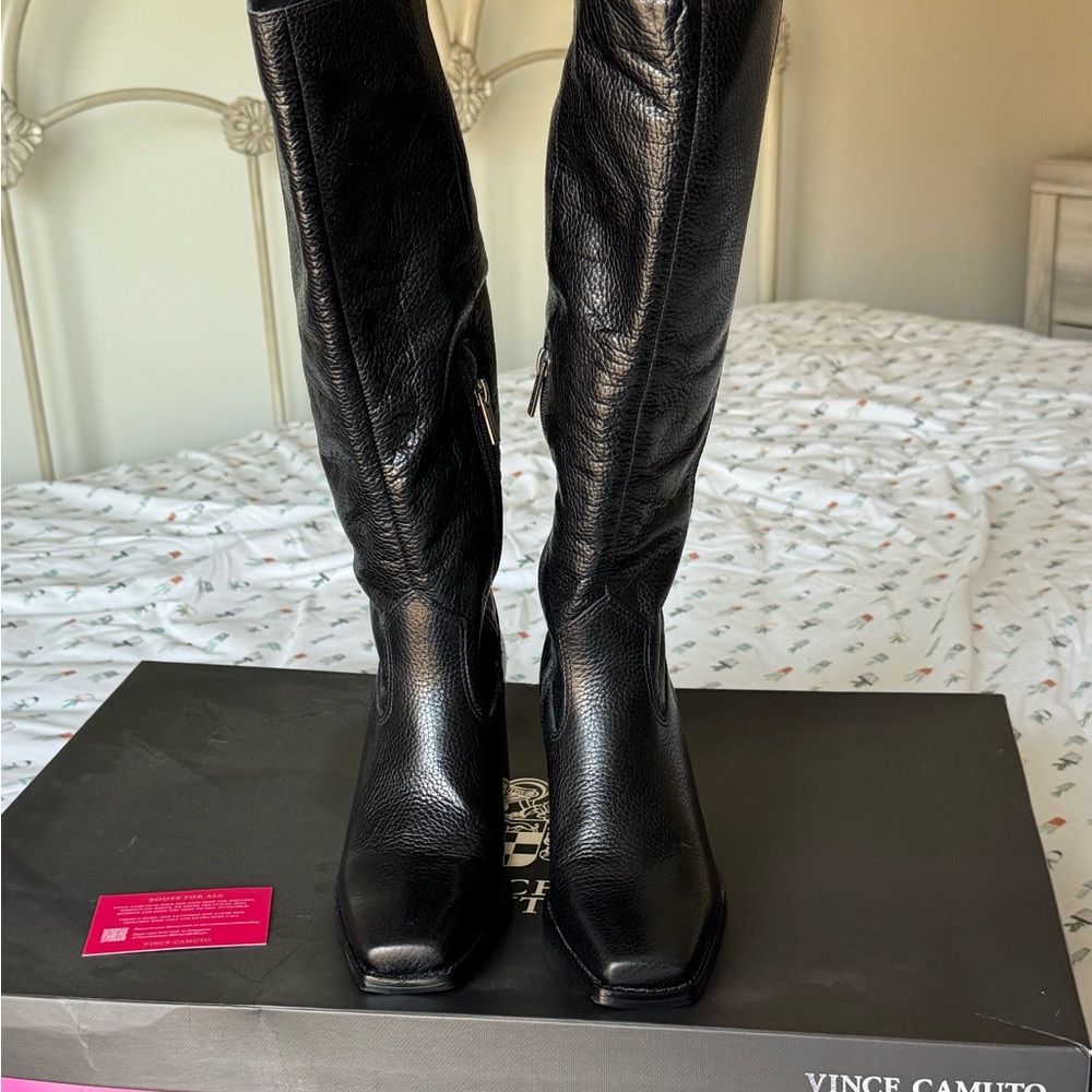 Vince Camuto Black Leather Boots NWT in Box